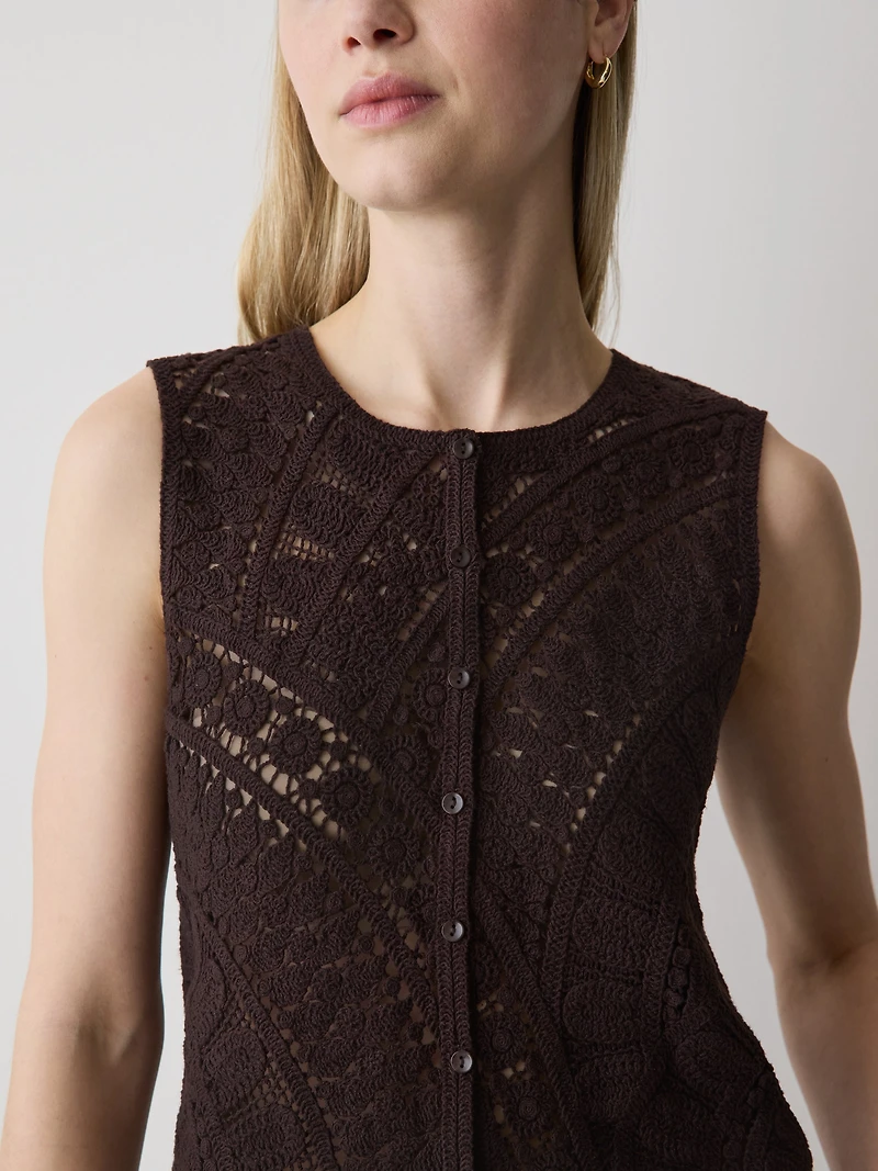 Buttoned-Down Crochet Tank Top