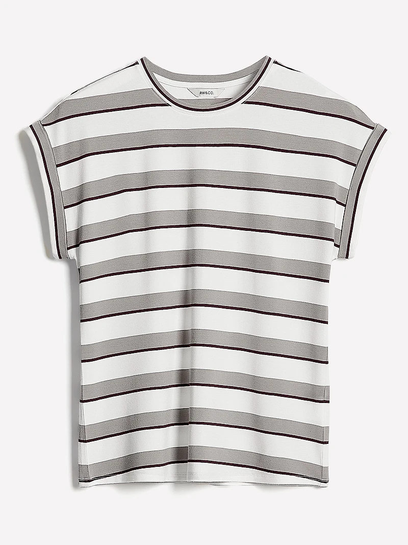 Striped Extended-Sleeve Crew-Neck Tee