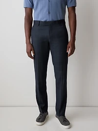Pantalon de Complet Carreauté Marine à Coupe Étroite