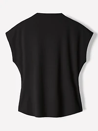 Extended-Sleeve Crew-Neck Draped Top