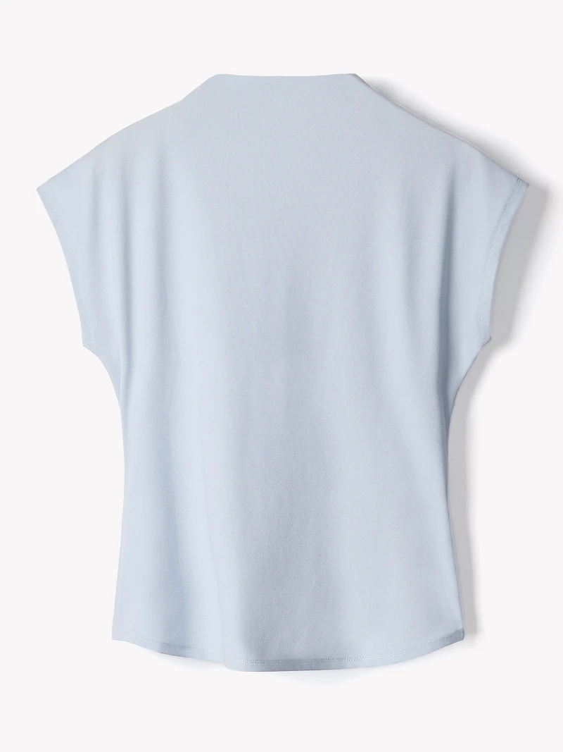 Extended-Sleeve Crew-Neck Draped Top