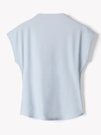 Extended-Sleeve Crew-Neck Draped Top