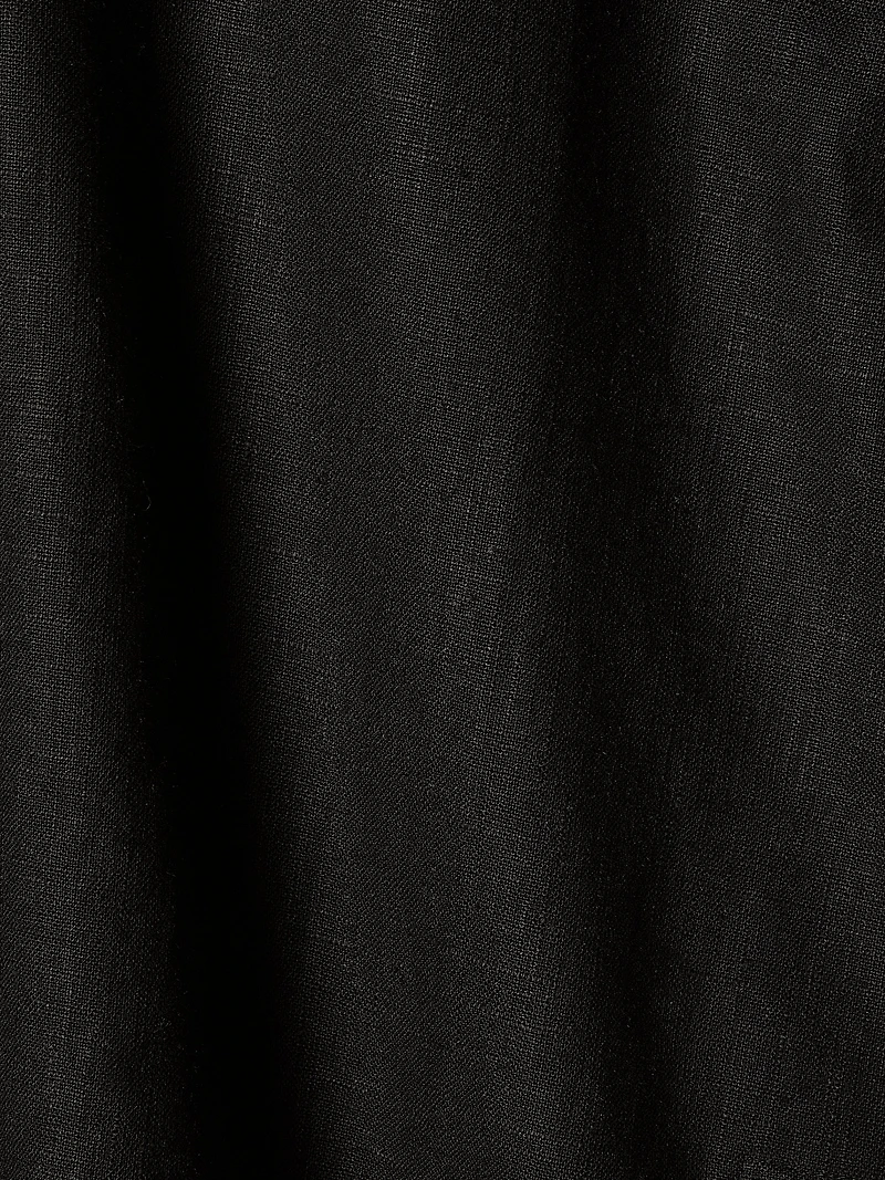 Linen-Blend Extended-Sleeve Blouse with Shirt Collar
