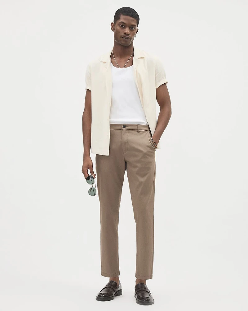 Slim-Fit Short-Sleeve Knit Shirt with Camp Collar