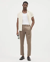 Slim-Fit Short-Sleeve Knit Shirt with Camp Collar