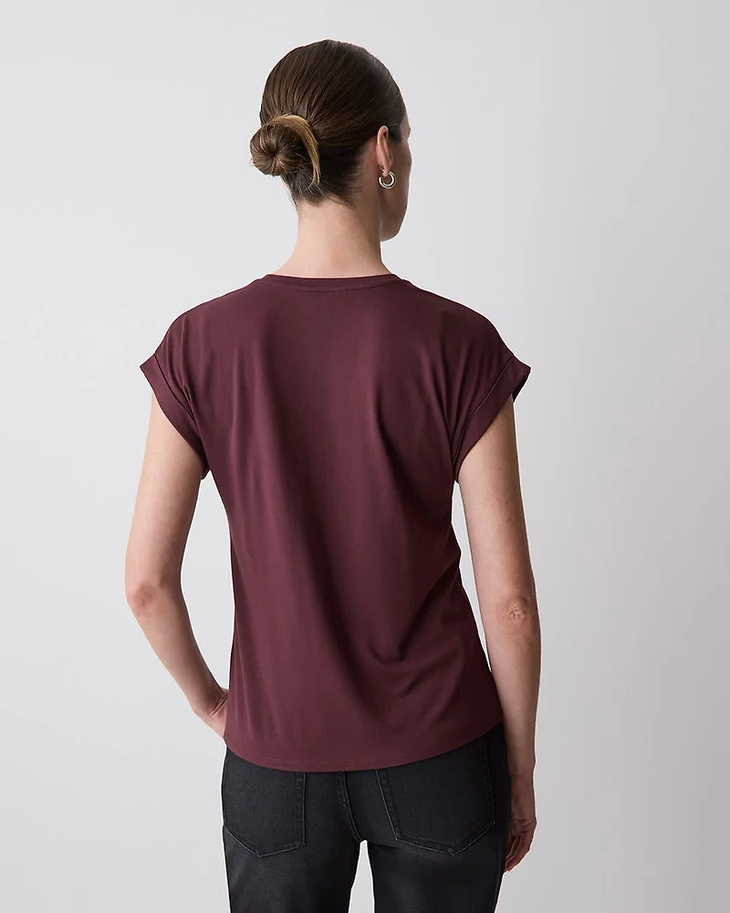 T-Shirt à Col Rond et Manches Très Courtes