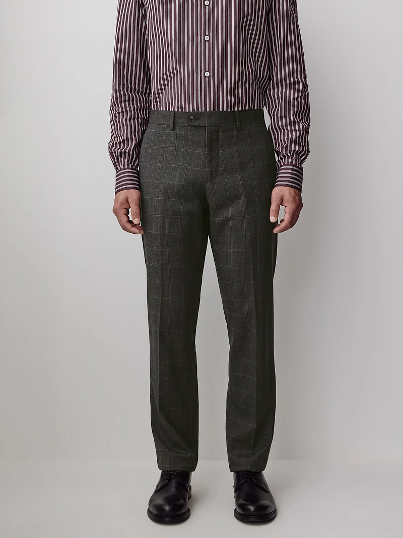 Slim-Fit Checkered Grey Wool Suit Pant