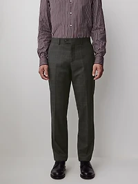 Slim-Fit Checkered Grey Wool Suit Pant