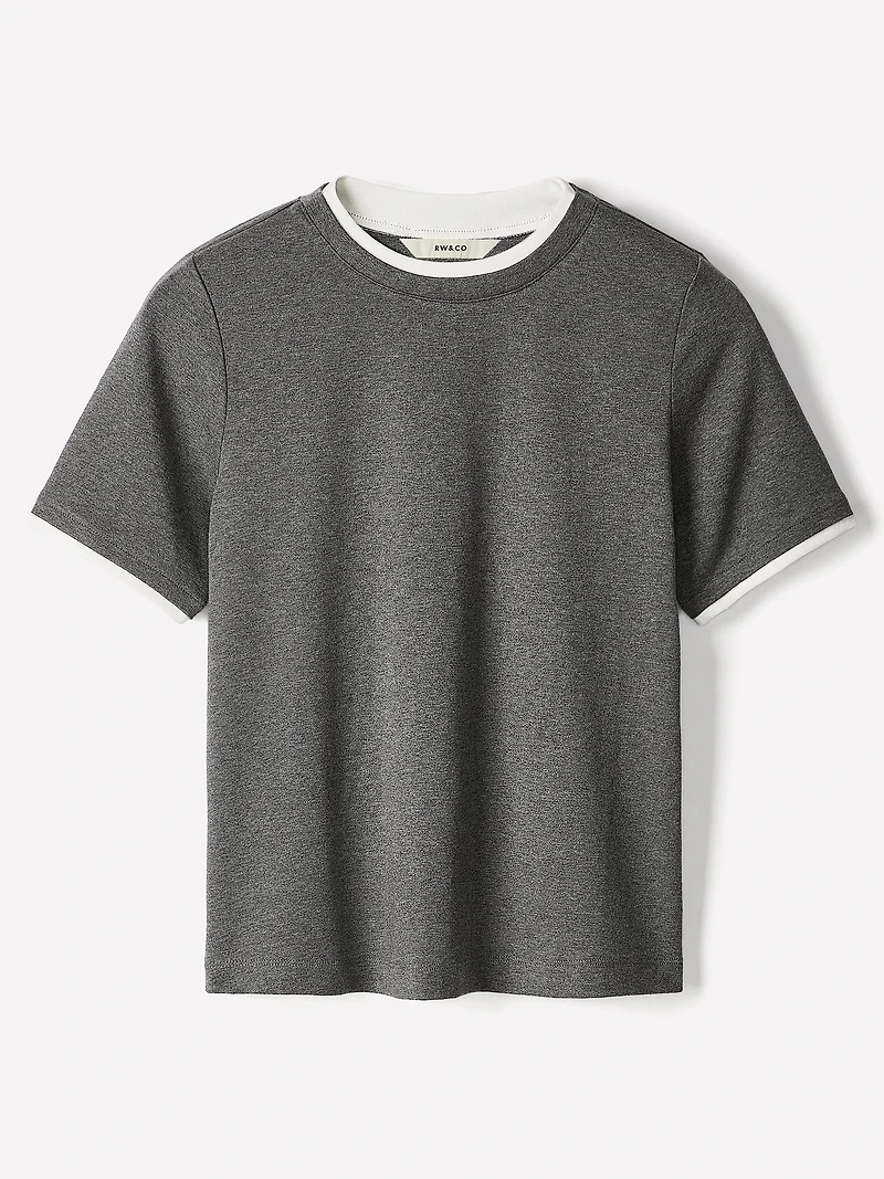 Short-Sleeve Crew-Neck Ribbed Basic Tee