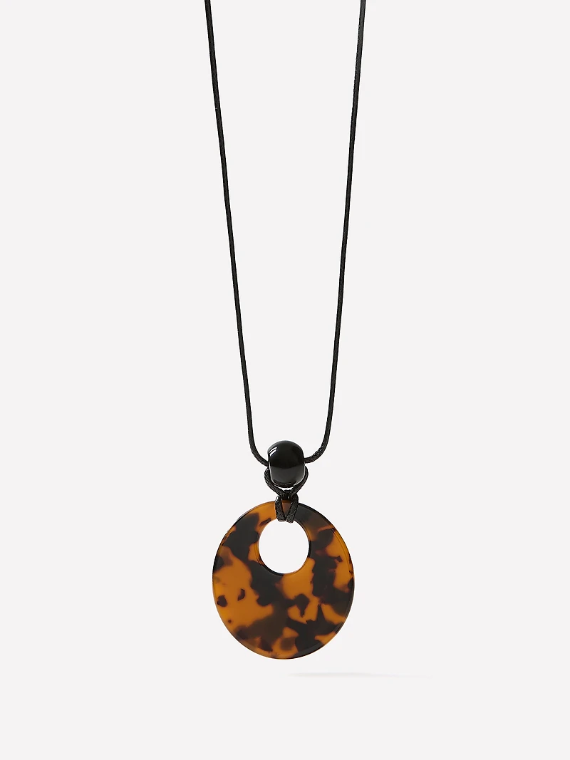 Oval Pendant on Long Rope Necklace