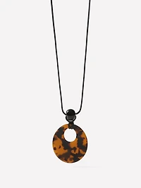 Oval Pendant on Long Rope Necklace