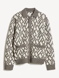 Alpaca-Blend Argyle Cardigan