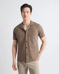 Short-Sleeve Piqué Shirt with Camp Collar