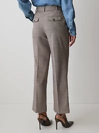 Pantalon Cheville Taupe à Jambe Fuselée et Taille Haute