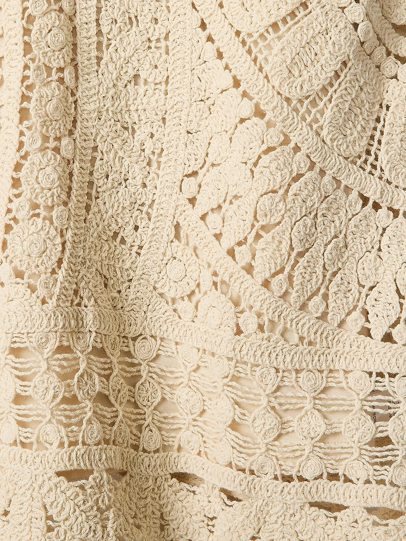 Sleeveless Crochet Mini Dress