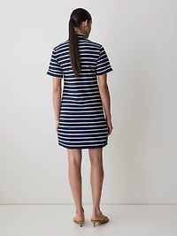 Striped Short-Sleeve Polo Dress