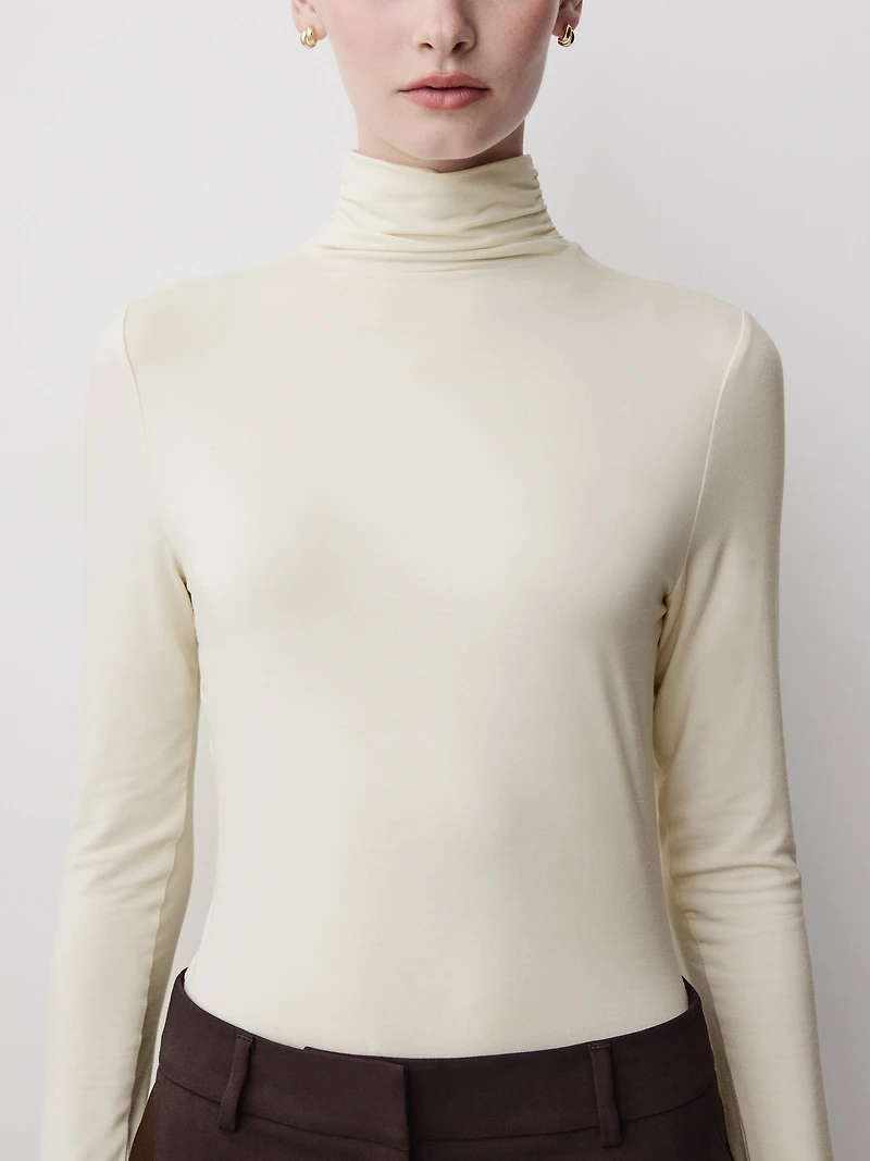 Long-Sleeve Mock-Neck Top