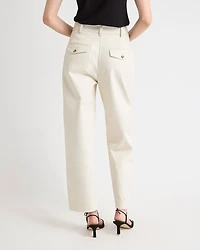 Twill High-Rise Barrel Ankle Pant