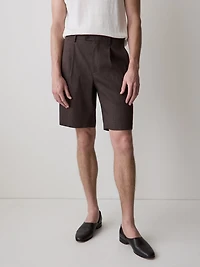 Short Plissé en Mélange de Lin