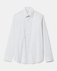 Chemise Habillée Blanche à Coupe Ajustée Rayures Bleues