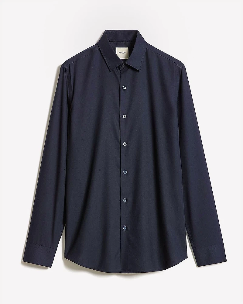 Slim-Fit Solid Cotton Modal Dress Shirt