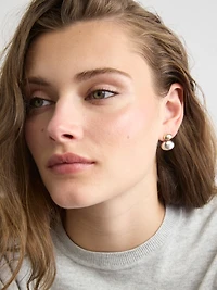 Boucles d'Oreilles à Pendentifs à Effet Dôme à Deux Tons