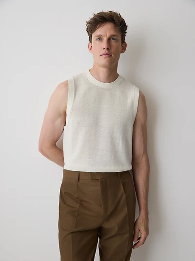 Linen-Blend Sleeveless Crew-Neck Sweater