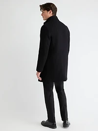Classic Solid Mock-Neck Wool Coat with Dickey