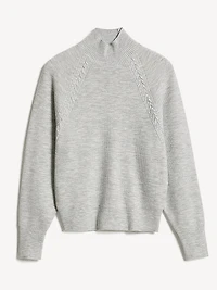 Long-Sleeve Mock-Neck Ribbed Pullover