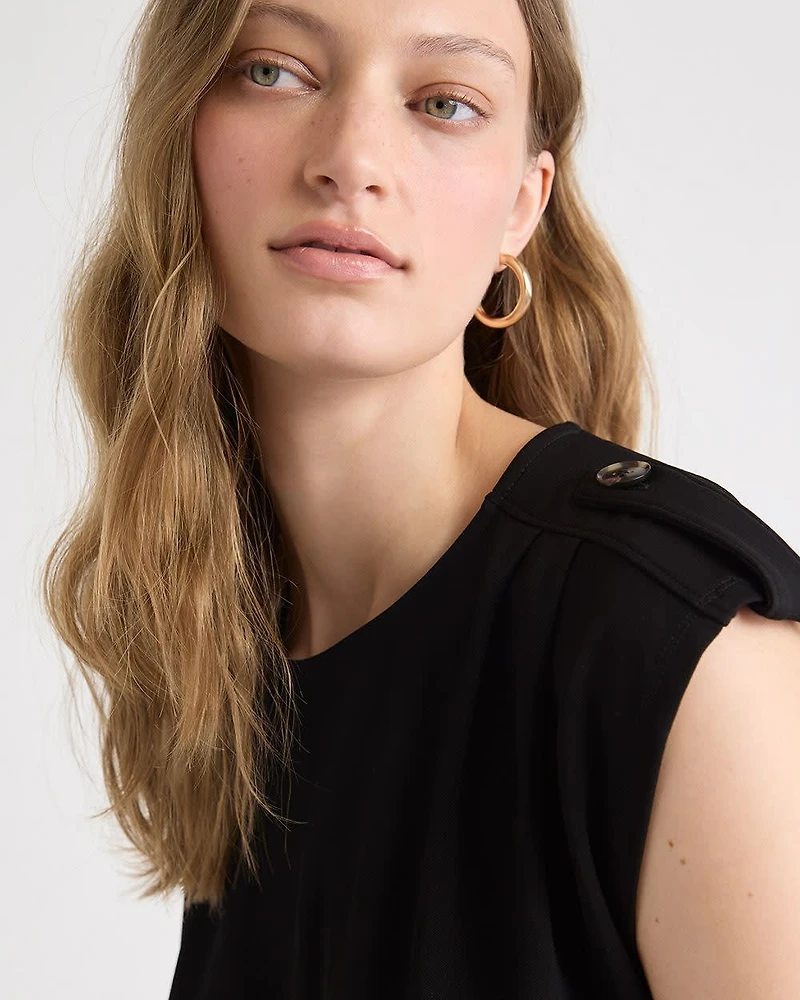 Utility-Extended-Sleeve Crew-Neck Top