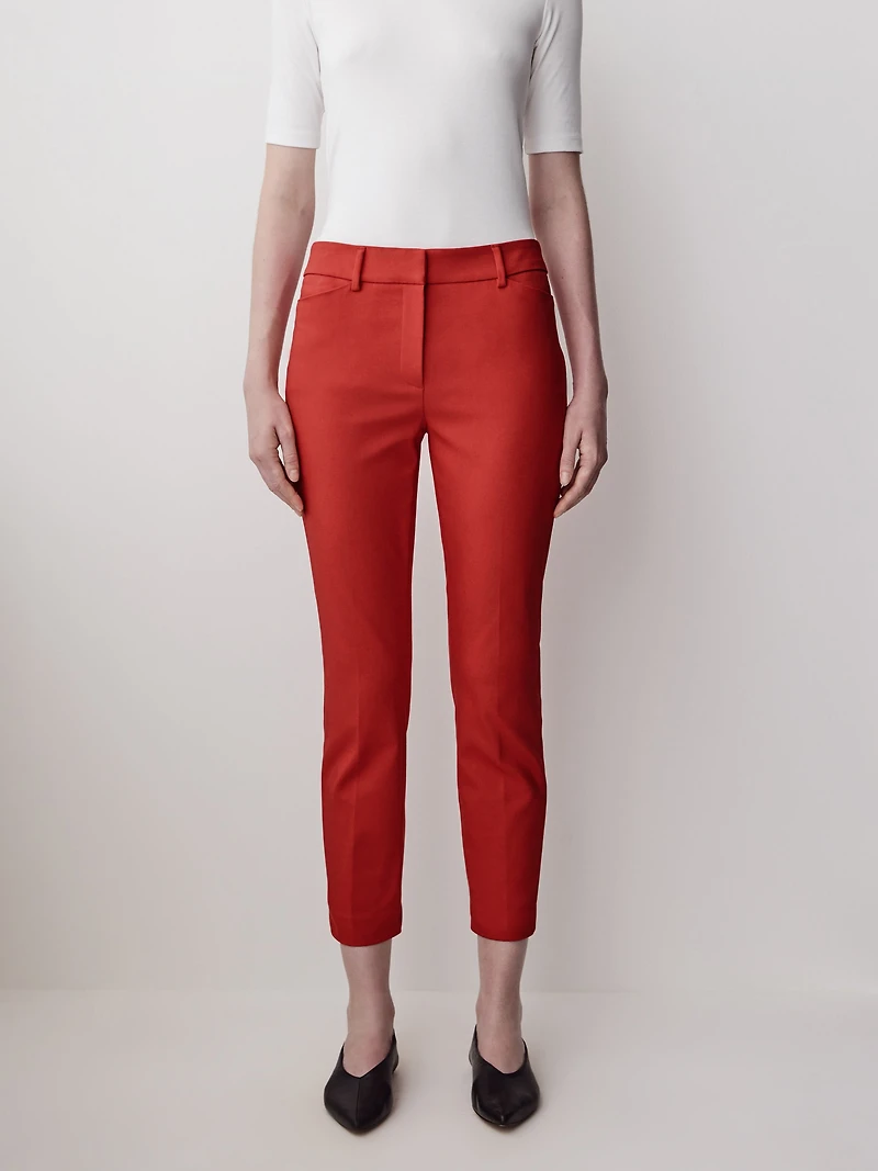 Pantalon Indispensable / Signature à Jambe Étroite et Taille Mi-Haute