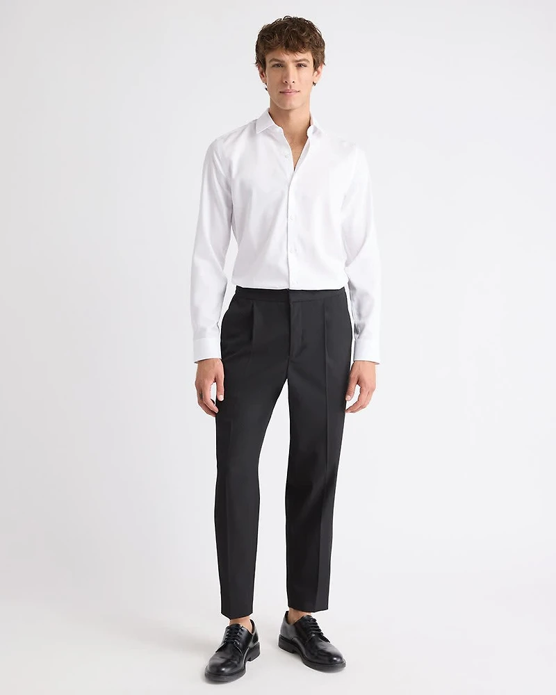 Slim-Fit Solid Cotton Modal Dress Shirt