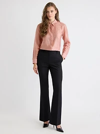 Blouse Boutonnée à Manches Longues avec Strass