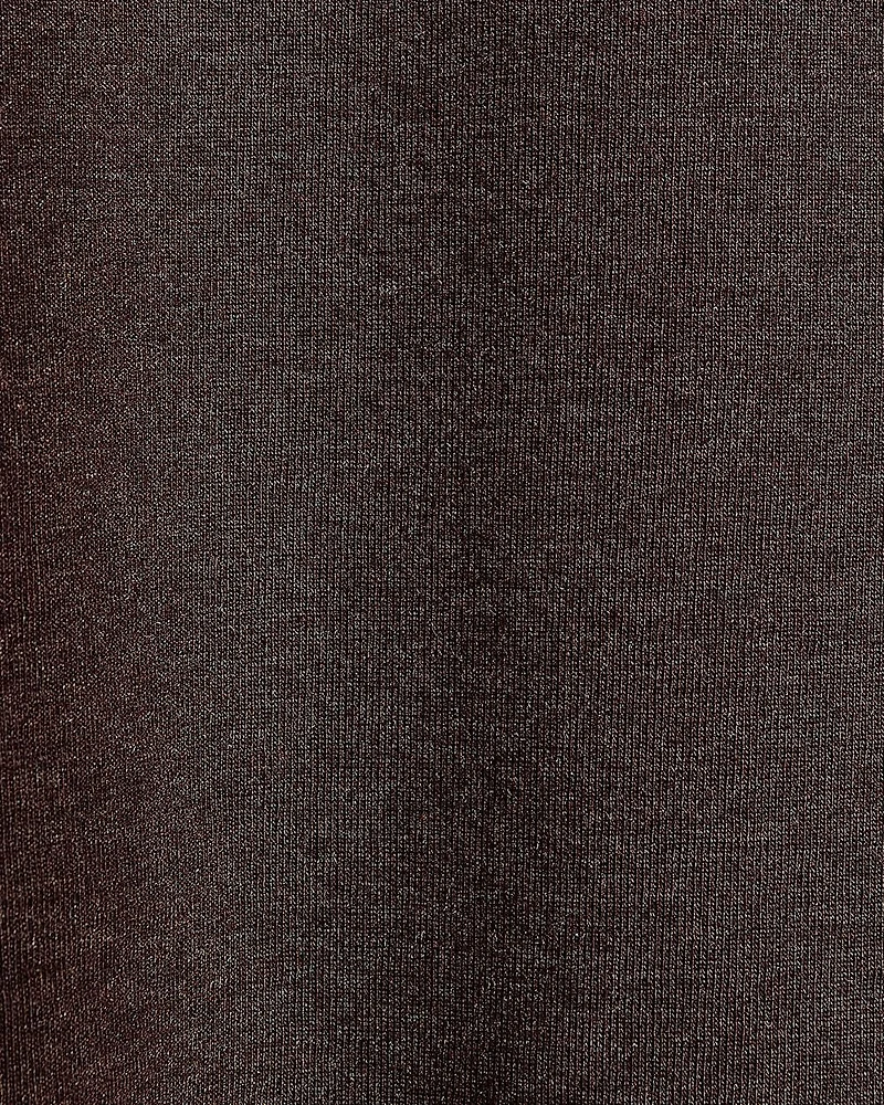 T-Shirt Côtelé à Manches Courtes et Col Rond