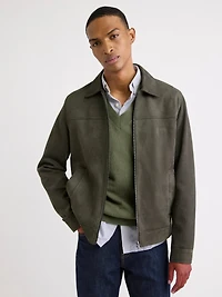 Veste Col Chemisier en Faux Suède