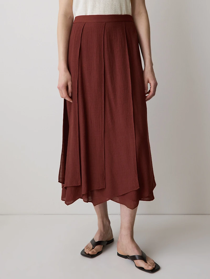 Jupe Midi à Coupe Évasée Taille Mi-Haute