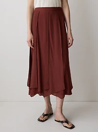 Jupe Midi à Coupe Évasée Taille Mi-Haute