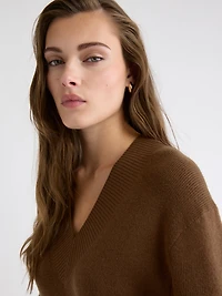 Robe Courte à Manches Longues et Col V