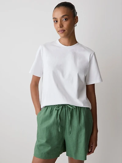 Extended-Sleeve Crew-Neck Relaxed-Fit Top