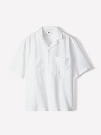 Chemise en Lin à Manches Courtes avec Col Camp