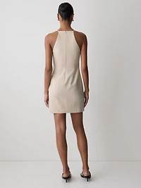 Sleeveless Boat-Neck Linen-Blend Midi Dress