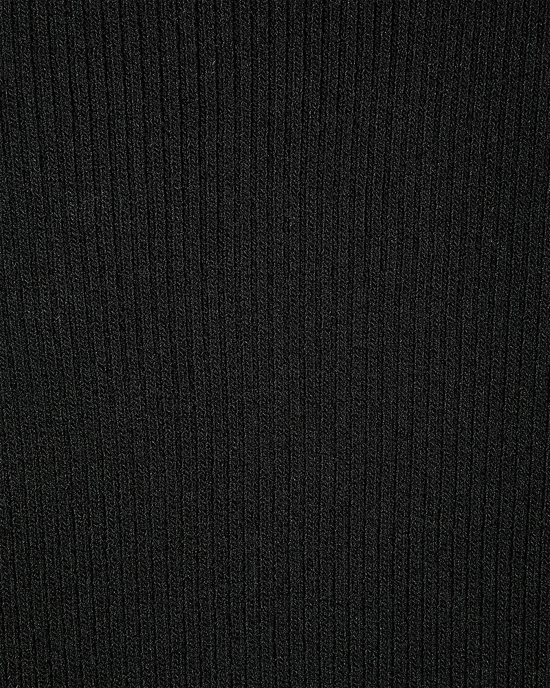 Elbow-Sleeve Ribbed Sweater with Removable Shirt Collar