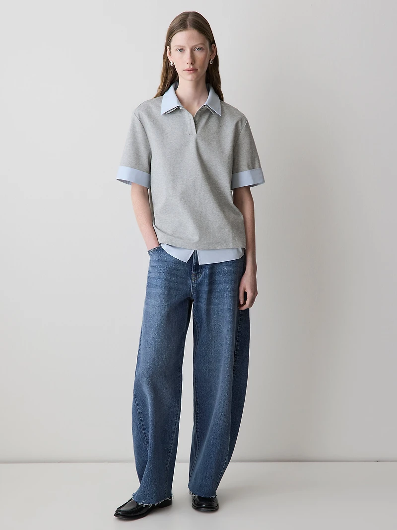 Mix-Media Short-Sleeve Polo