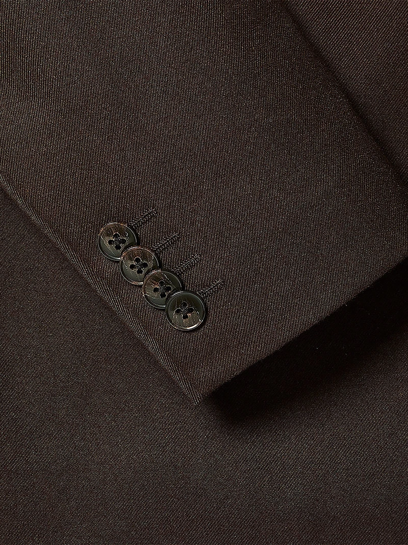 Veston en Sergé Brossé Brun Foncé à Coupe Étroite