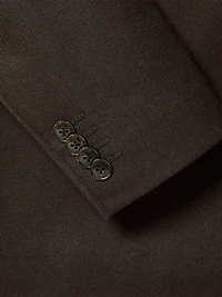 Veston en Sergé Brossé Brun Foncé à Coupe Étroite