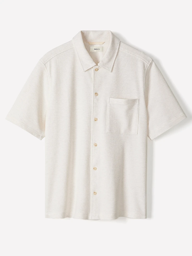 Chemise en Tricot Piqué à Coupe Étroite Manches Courtes