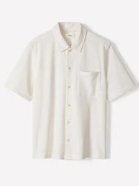 Chemise en Tricot Piqué à Coupe Étroite Manches Courtes