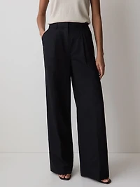 Wide-Leg High-Rise Linen-Blend Pant