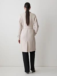 Manteau Trench en Sergé à Boutonnage Double avec Ceinture