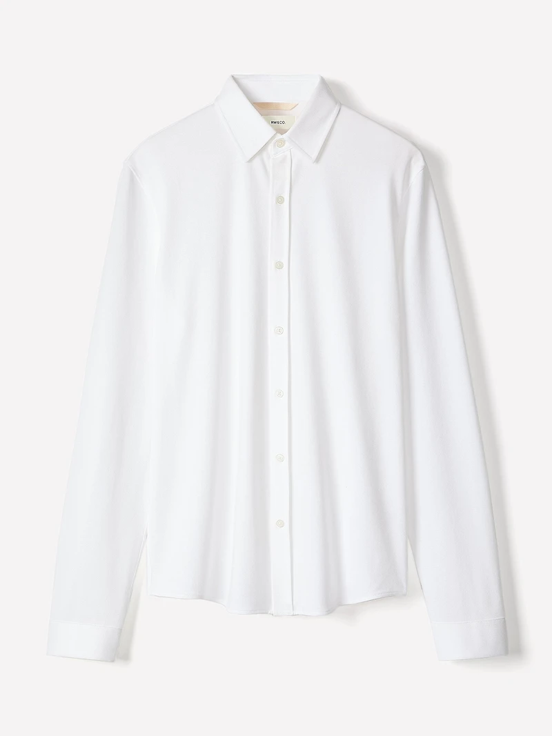 Long-Sleeve Piqué-Knit Shirt